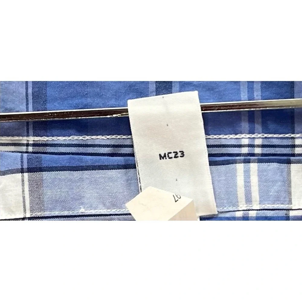 Polo Ralph Lauren Mens Blue White Plaid Classic Fit Cotton Button Down Shirt L